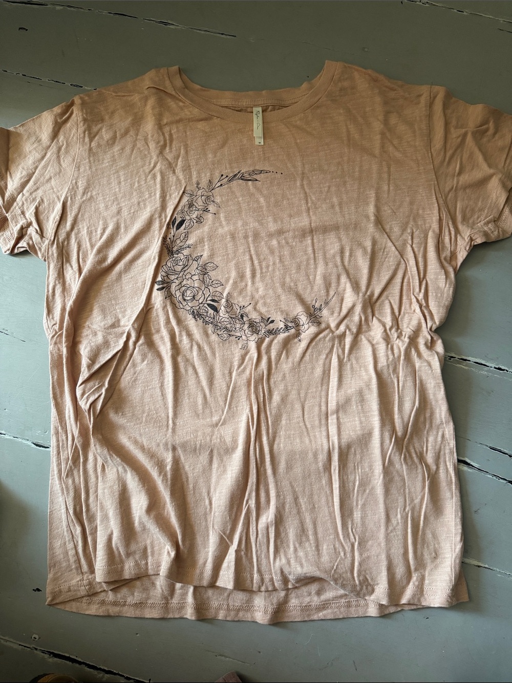 Rylee + Cru Blush Pink Floral Crescent Short Sleeve Tee